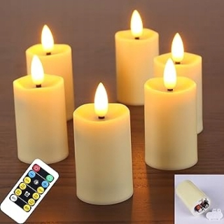 Slonovinové lampy v tvare sviečky, na batérie, 6 ks